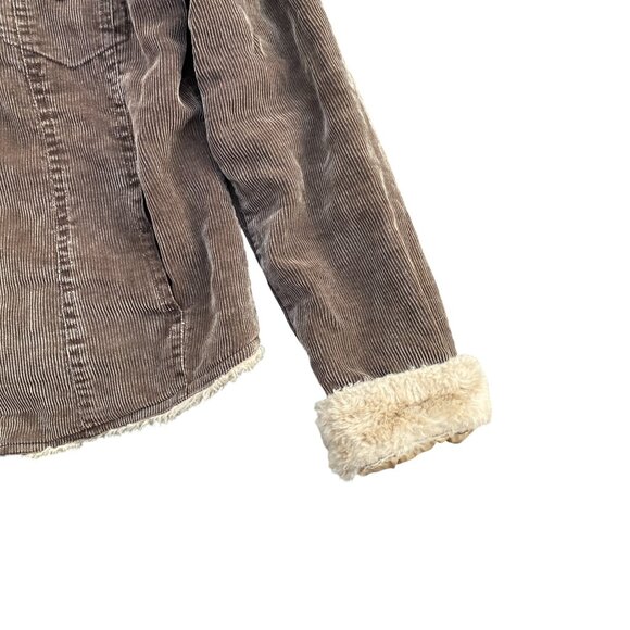 Arizona Jeans Co Corduroy Sherpa Trucker Jacket Wm Sz S Brown 90s Grunge Western - Picture 4 of 14